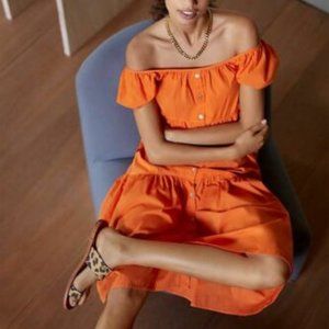NWT Anthropologie Amadi Luiza Tiered Maxi Dress Off Shoulder Orange